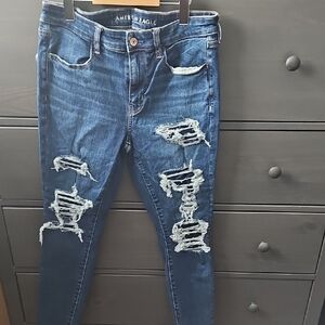 American Eagle Outfitters Women's Ripped Blue Skinny Jeans